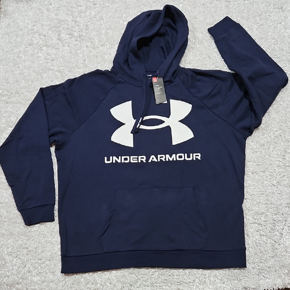 Men's Under Armour Fleece Hoodie Warm Cozy Lightweight Navy 3XL